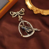Vintage Rhinestone Parrot Brooch Bow Pendant Pin Retro Animal Badges