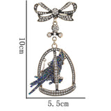Vintage Rhinestone Parrot Brooch Bow Pendant Pin Retro Animal Badges