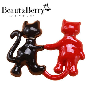 Beaut&Berry Enamel Cat Brooches 2-color Lovely Cats Pet Party Causal