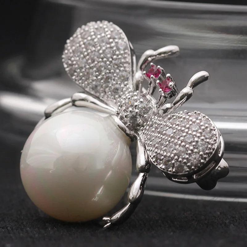 Blucome Zircon Bee Scarf Pins Copper Insect Brooch Pin Wedding Jewelry