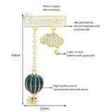 Summer Hot Air Balloon Cloud Brooch Women Czech Rhinestone Pin