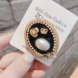 Crystal Bow Pearl Brooch Retro Pin Jewelry Clothes Accessories
