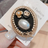 Crystal Bow Pearl Brooch Retro Pin Jewelry Clothes Accessories