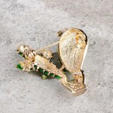 Enamel Cactus Brooch Crystal Plant Corsage Suit Scarf Dress Decoration