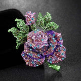 Colorful Rhinestone Crystal Rose Flower Brooch for Women Wedding Accessories