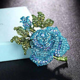 Colorful Rhinestone Crystal Rose Flower Brooch for Women Wedding Accessories