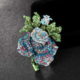 Colorful Rhinestone Crystal Rose Flower Brooch for Women Wedding Accessories