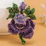 Colorful Rhinestone Crystal Rose Flower Brooch for Women Wedding Accessories