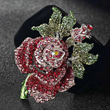 Colorful Rhinestone Crystal Rose Flower Brooch for Women Wedding Accessories