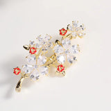 Copper Inlaid Zircon Plum Blossom Brooch Female Temperament Flower Clothing Pin