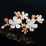 Copper Inlaid Zircon Plum Blossom Brooch Female Temperament Flower Clothing Pin