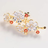 Copper Inlaid Zircon Plum Blossom Brooch Female Temperament Flower Clothing Pin