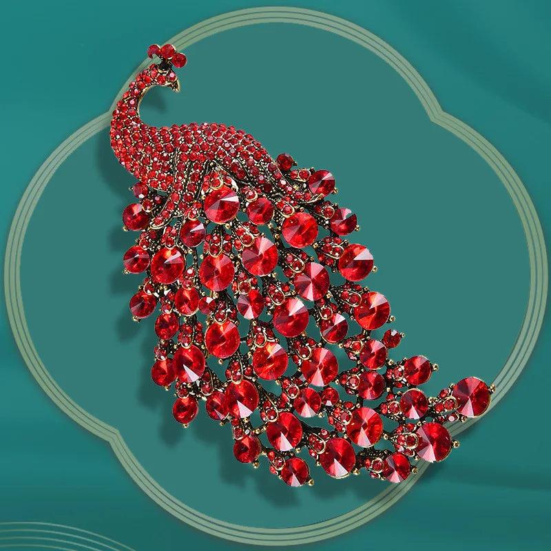 Vintage Crystal Phoenix Brooch Women Coat Accessory