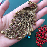 Vintage Crystal Phoenix Brooch Women Coat Accessory
