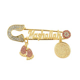 Crystal Letter Mashallah Charm Brooch Pins Jewelry