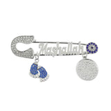 Crystal Letter Mashallah Charm Brooch Pins Jewelry