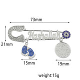 Crystal Letter Mashallah Charm Brooch Pins Jewelry
