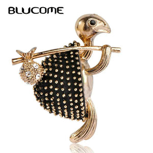 Vintage Style Walking Tortoise Brooch with Crystals