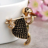 Vintage Style Walking Tortoise Brooch with Crystals