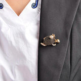 Vintage Style Walking Tortoise Brooch with Crystals