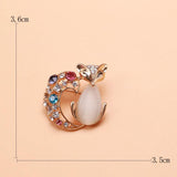 Opal Fox Brooch for Women Unisex Rhinestone Animal Causal Pin