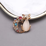Opal Fox Brooch for Women Unisex Rhinestone Animal Causal Pin