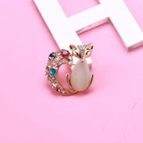 Opal Fox Brooch for Women Unisex Rhinestone Animal Causal Pin