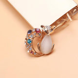Opal Fox Brooch for Women Unisex Rhinestone Animal Causal Pin