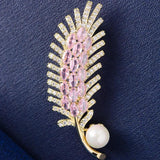 Copper Zircon Wheat Ear Brooch for Coat Sweater