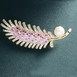 Copper Zircon Wheat Ear Brooch for Coat Sweater