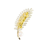 Copper Zircon Wheat Ear Brooch for Coat Sweater