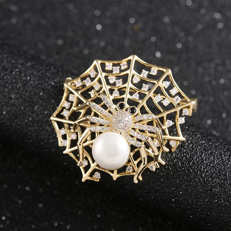 Vintage Rhinestone Spider Brooch for Dress Coat