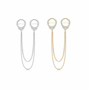 Punk Zircon Handcuffs Brooches Retro Copper Tassel Brooch Pins