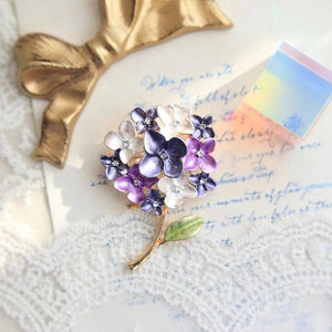 Purple Hydrangea Plant Flower Brooch Pin