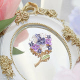 Purple Hydrangea Plant Flower Brooch Pin