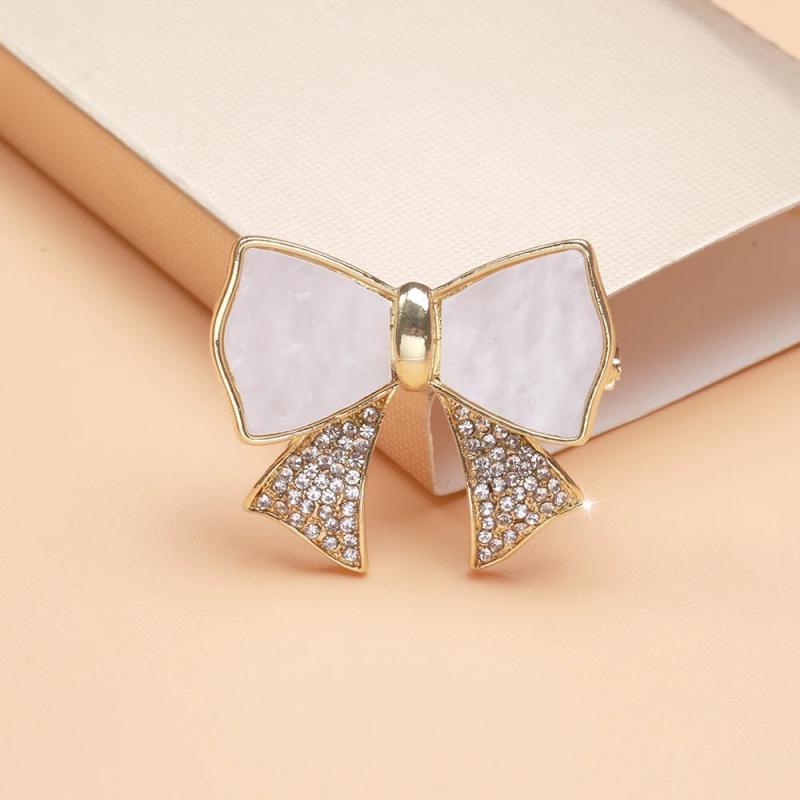 Acrylic Bowknot Brooch Women Rhinestone Bow Knot Brooch Pin