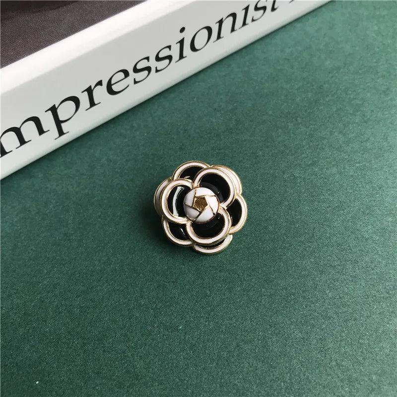 Retro Enamel Glaze Camellia Brooch Pins for Women