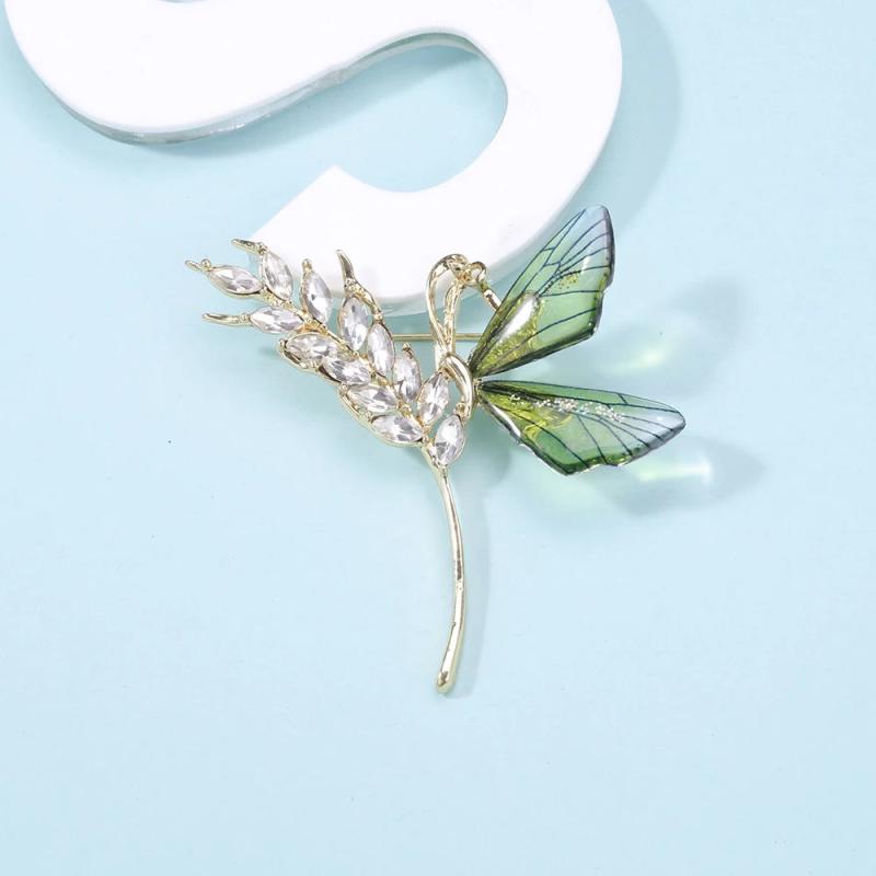 Beaut&Berry Wheat Butterfly Rhinestone Brooch Resin Brooch