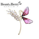 Beaut&Berry Wheat Butterfly Rhinestone Brooch Resin Brooch