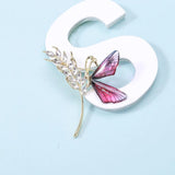 Beaut&Berry Wheat Butterfly Rhinestone Brooch Resin Brooch