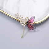 Beaut&Berry Wheat Butterfly Rhinestone Brooch Resin Brooch