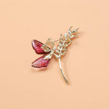 Beaut&Berry Wheat Butterfly Rhinestone Brooch Resin Brooch