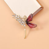 Beaut&Berry Wheat Butterfly Rhinestone Brooch Resin Brooch