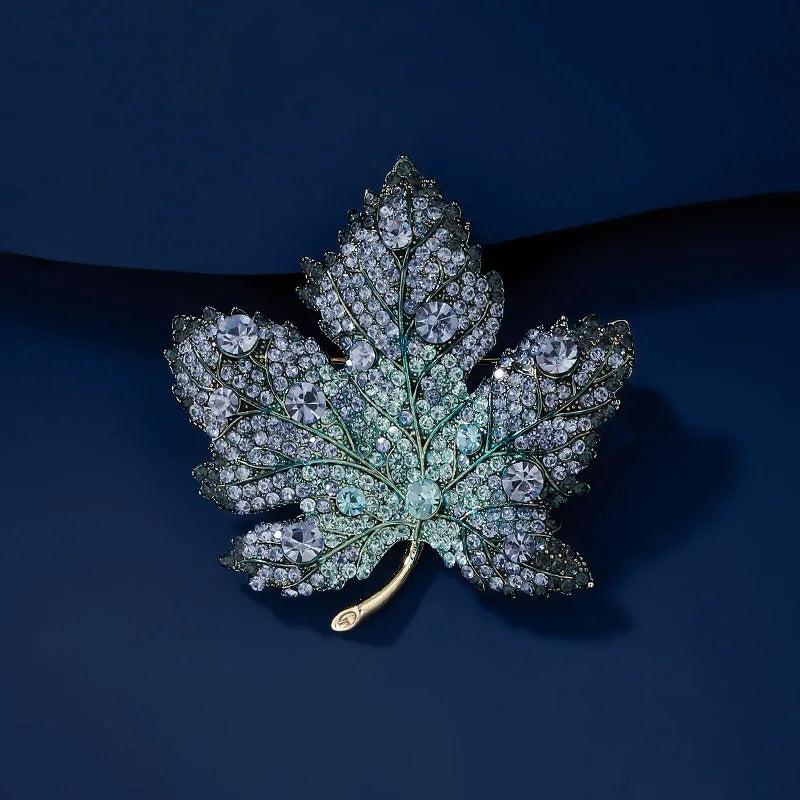 Maple Leaf Brooch Rhinestone Costume Jewelry Women Accessories Year Bijoux