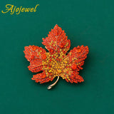 Maple Leaf Brooch Rhinestone Costume Jewelry Women Accessories Year Bijoux