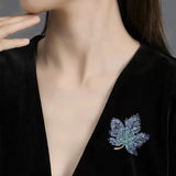 Maple Leaf Brooch Rhinestone Costume Jewelry Women Accessories Year Bijoux