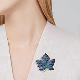 Maple Leaf Brooch Rhinestone Costume Jewelry Women Accessories Year Bijoux