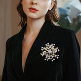 Snowflake Pearl Brooch Pin for Women Winter Coat Jacket