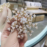 Snowflake Pearl Brooch Pin for Women Winter Coat Jacket