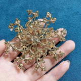Snowflake Pearl Brooch Pin for Women Winter Coat Jacket